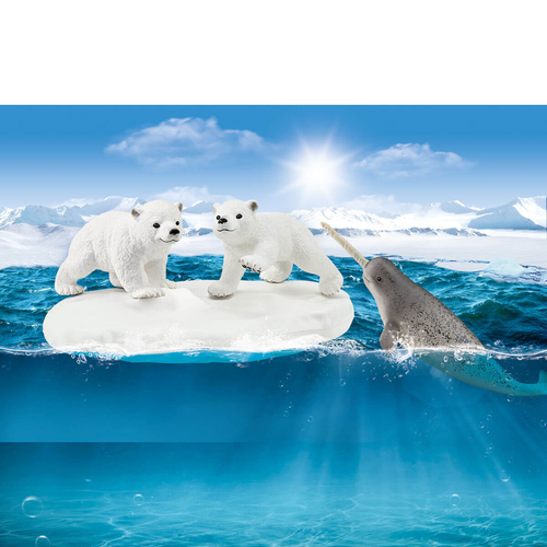 Schleich Wild Life - IJsberen glijfeestje speelfiguur, afbeelding 2