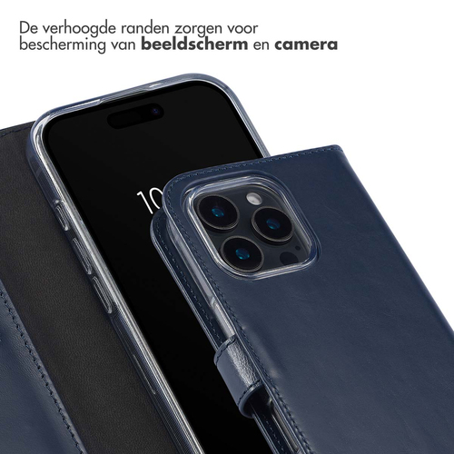 Selencia Echt Lederen Bookcase iPhone 16 Pro - Blauw, afbeelding 4