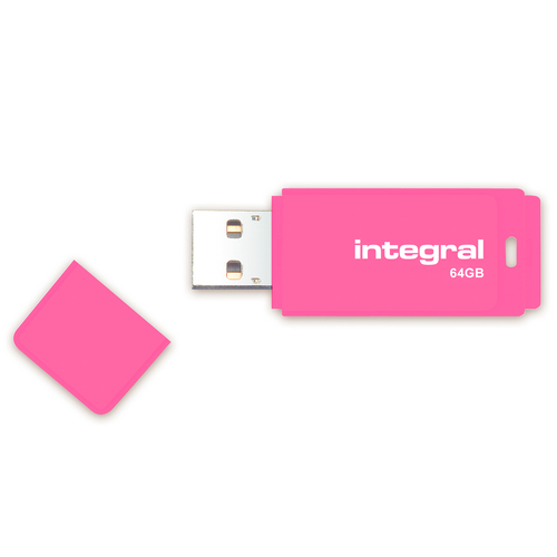 Integral 64GB 3PK USB2.0 DRIVE NEON PINK BLUE YELLOW E-TAIL – image 3