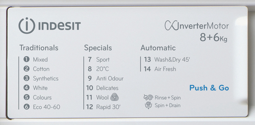 Indesit BIWDIL861485UK Integrated 8Kg/6Kg Washer Dryer with 1400 rpm - White - D Rated [Wash&Dry], B Rated [Wash Only], White - image 8