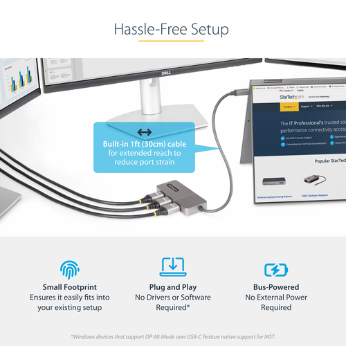 StarTech.com 3-Port USB-C Multi-Monitor Adapter, USB Type-C to 3x HDMI MST Hub, Triple 4K – image 8