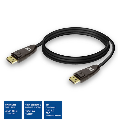 ACT AC4071 DisplayPort кабель 1 m Черный
