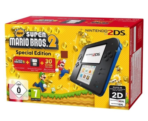 Nintendo 2DS Blue/Black + New Super Mario Bros. 2 Pack