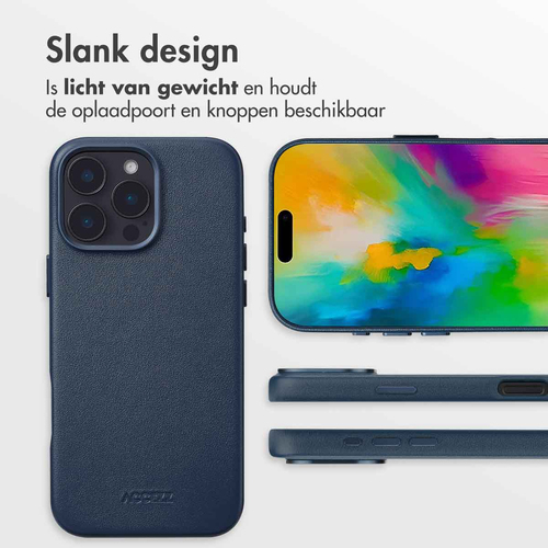 Accezz MagSafe Leather Backcover voor iPhone 16 Pro Max Telefoonhoesje Blauw, afbeelding 8