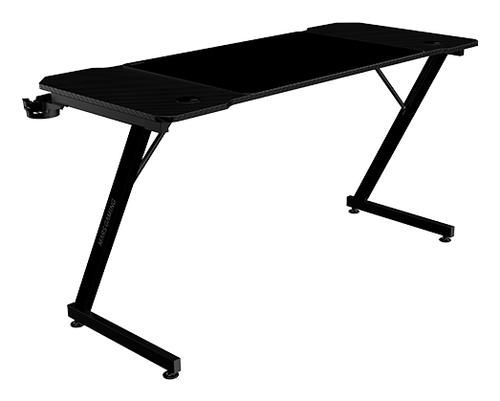 Mars Gaming MGD-X140, Mesa Gaming Ergonómica, Superficie en Fibra de Carbono, Estructura Metálica, Alfombrilla XXL, Soporte Auriculares y Bebida, Gestión Cableado, Escritorio PC 140x60cm, Negro