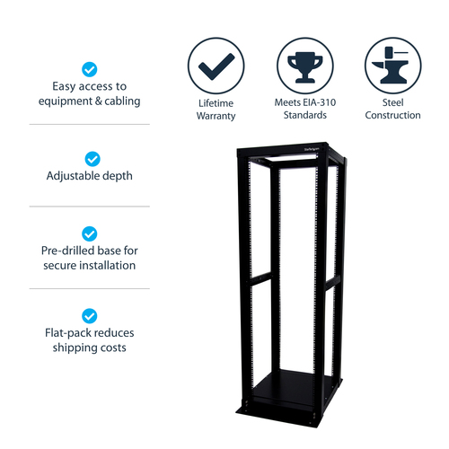 StarTech.com 36U Adjustable 4 Post Server Equipment Open Frame Rack Cabinet – image 6