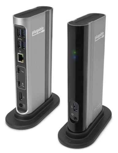 Plugable Technologies TBT3-UDV laptop dock/port replicator Docking Thunderbolt 3 Black, Grey