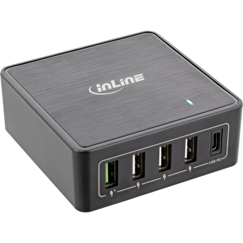 InLine PD + QC 3.0 USB power adapter, charger, 4x USB A + USB-C