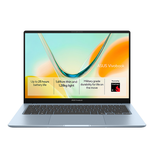 ASUS Vivobook S14 S5408QA-TM275W Copilot+ PC Snapdragon X1-26-101 Ноутбук 35,6 cm (14") WUXGA 8 GB LPDDR5x-SDRAM 256 GB Твердотельный накопитель (SSD) Wi-Fi 6E (802.11ax) Windows 11 Home Синий