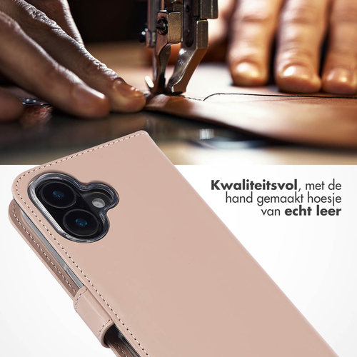 Selencia Echt Lederen Bookcase iPhone 16 Plus - Dusty Pink, afbeelding 2