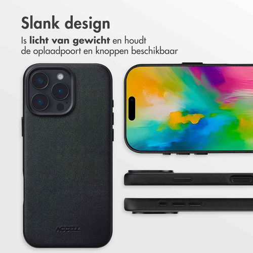 Accezz MagSafe Leather Backcover voor iPhone 16 Pro Max Telefoonhoesje Zwart, afbeelding 7