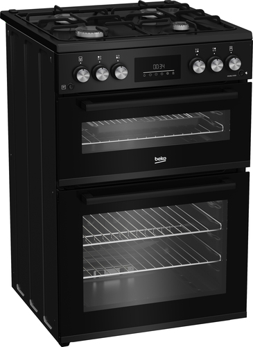 Beko FDG6231CK 60cm wide Double Oven Gas Cooker - Black - A Rated, Black - image 2