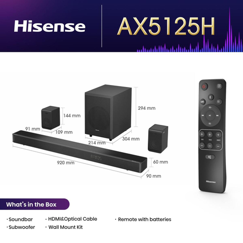 Hisense AX5125H 5.1.2 Soundbar with Wireless Subwoofer - Black - image 5
