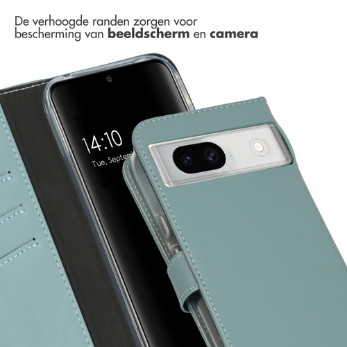 Selencia Echt Lederen Bookcase Google Pixel 8a - Air Blue, afbeelding 4