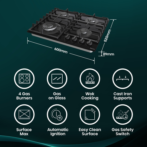 Hisense GG663BHF 60cm Gas on Gas Hob - Black – image 6