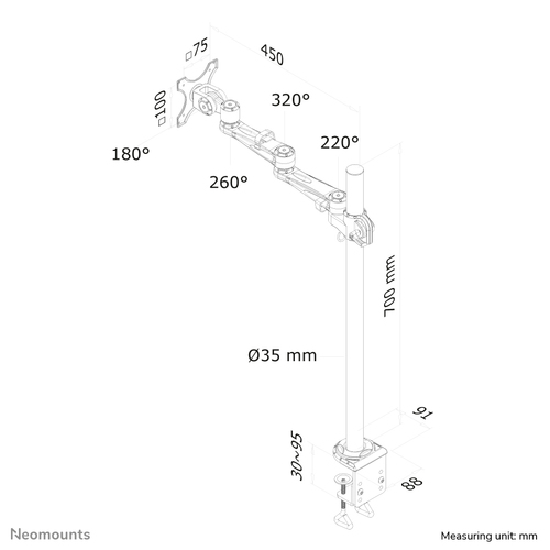 Neomounts 30  monitorarm FPMA-D935POLE70, afbeelding 3