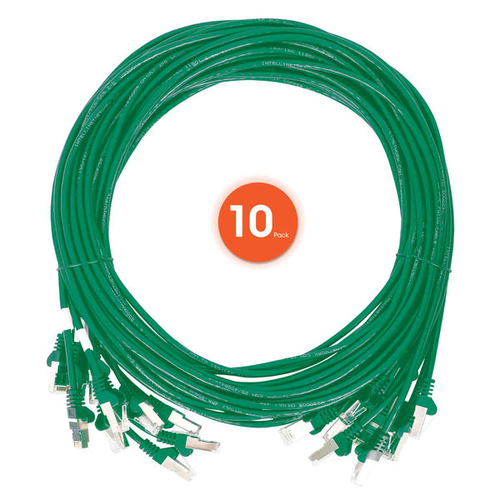 CAT6 U/UTP SLIM NETWORK PATCH CABLE, 1 FT., GREEN, 10-PACK