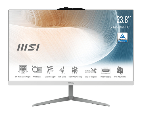 MSI Modern AM242T 11M-1492D Intel® Core™ i3 i3-1115G4 60,5 cm (23.8") 1920 x 1080 пикселей Сенсорный экран ПК все в одном 8 GB DDR4-SDRAM 256 GB Твердотельный накопитель (SSD) Windows 11 Home Белый