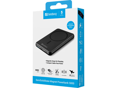 Sandberg 421-50 powerbank Half-solid-state 5000 mAh Draadloos opladen Zwart, afbeelding 5