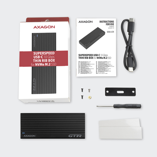 AXAGON EEM2-GTR USB-C 3.2 Gen2 - M.2 NVMe SSD THIN RIB 42-80mm box *USBCM *USBCF *M.2, afbeelding 9