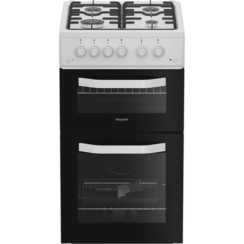 Hotpoint HTG5GCW 50cm wide Single Oven Gas Cooker - White - A+/A Rated, White - image 1