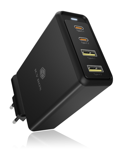 ICY BOX IB-PS104-PD Ноутбук, Смартфон, Планшет Черный Кабель переменного тока Быстрая зарядка Для помещений