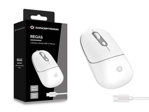 Conceptronic REGAS02W 4-Button Silent USB-C Mouse, Adjustable DPI, Ambidextrous – image 2