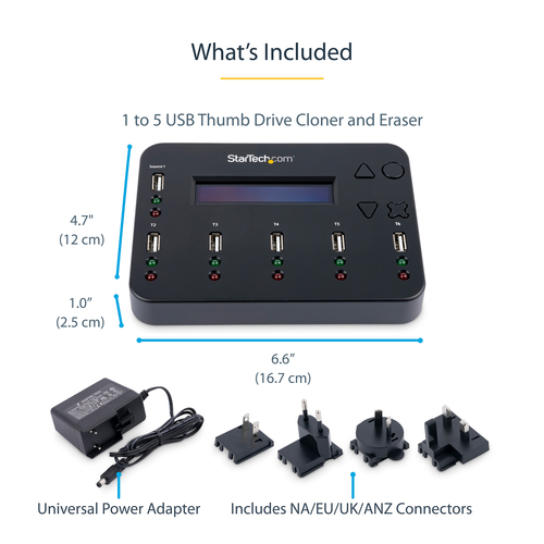 StarTech.com Standalone 1 to 5 USB Thumb Drive Duplicator and Eraser, Multiple USB Flash Drive Copier, System and File and Whole-Drive Copy at1.5 GB/min, Single – image 9