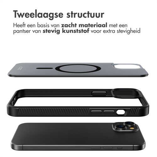Accezz Rugged Frosted Backcover met MagSafe iPhone 15 Plus - Zwart, afbeelding 2