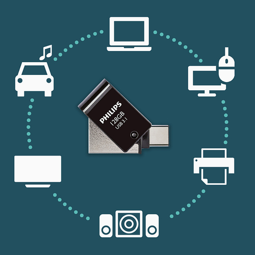 Philips FM12DC152B/00 USB flash drive 128 GB USB Type-A 3.2 Gen 1 (3.1 Gen 1) Zwart, Zilver, afbeelding 3