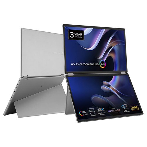 ASUS ZenScreen Duo OLED MQ149CD монитор для ПК 35,6 cm (14") 1920 x 1200 пикселей WUXGA Серебристый