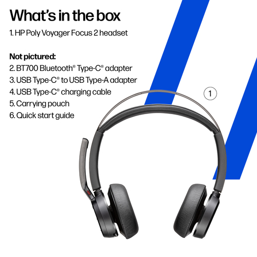 Poly Voyager Focus 2 USB-C-C Headset +USB-C/A Adapter 9T9J3AA#AC3 - image 3