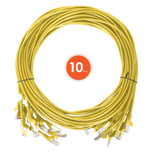 CAT6 U/UTP SLIM NETWORK PATCH CABLE, 0.5 FT., YELLOW, 10-PACK