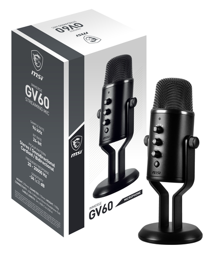 MSI IMMERSE GV60 STREAMING MIC микрофон Черный Микрофон для игровой консоли