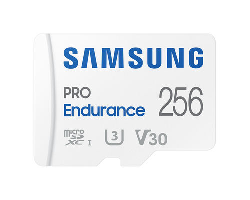 SAMSUNG (PRO ENDURANCE) 256GB MICRO SD CARD w/ADAPTER, CL10, 100R/40W MB/s, 5YR WTY
