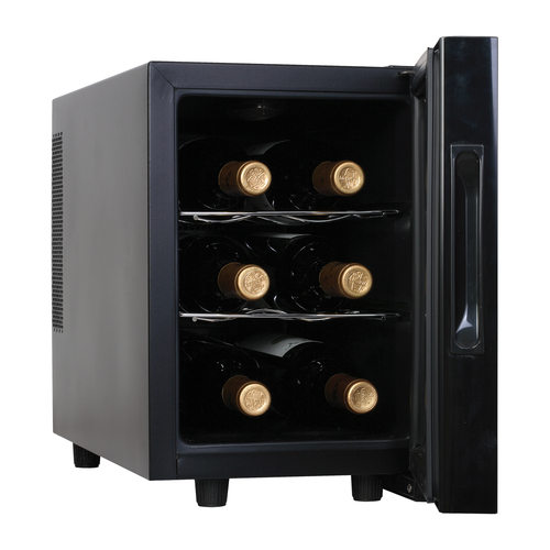 Haier HVTM06ABS wine cooler Thermoelectric wine cooler Freestanding Black, Silver 6 bottle(s)