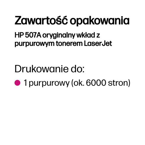 HP 507A oryginalny wkład z purpurowym tonerem LaserJet CE403A