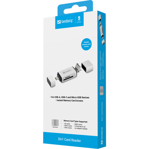 Sandberg Card Reader USB-C+USB+MicroUSB – image 3