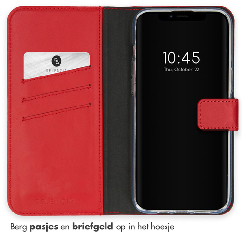 Selencia Echt Lederen Bookcase iPhone 15 - Rood, afbeelding 3