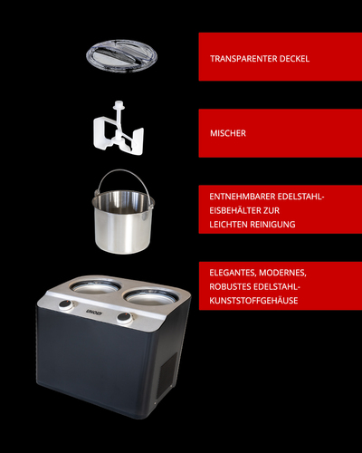 Unold Doppio Compresor de helados 2,4 L 250 W Negro, Acero satinado