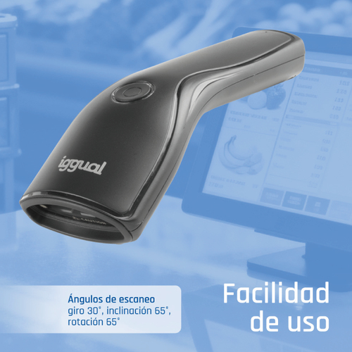 iggual Lector código barras 2D USB botón soporte