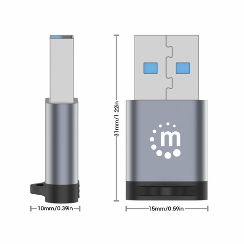 Manhattan 356305 cambiador de género para cable USB-A USB-C Negro, Gris imagen 5