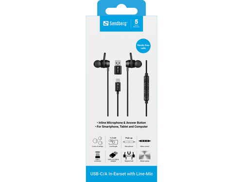 Sandberg 126-50 In-ear Bedraad Zwart USB-C, afbeelding 5