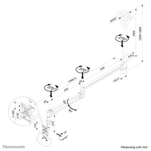 Neomounts LCD Medical ceilingmount 10 fr 24 – Foto 7 von 7