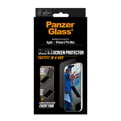 PanzerGlass Ultra Wide Fit FastFit in-a-box Screenprotector voor de Apple iPhone 17 Pro Max, afbeelding 3