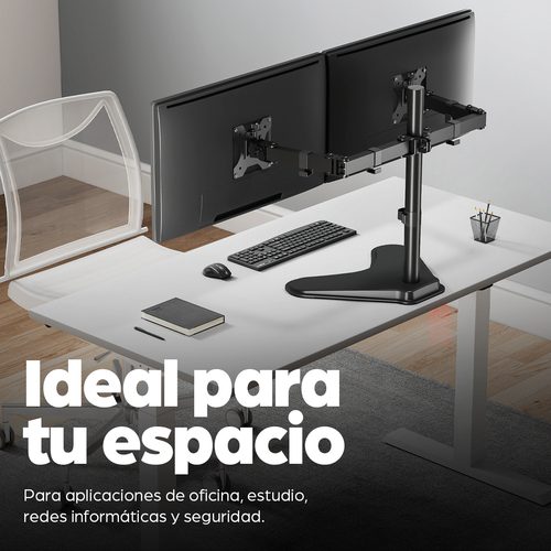 Soporte para dos monitores MANHATTAN  Movimiento con brazos de doble articulaci&oacute;n