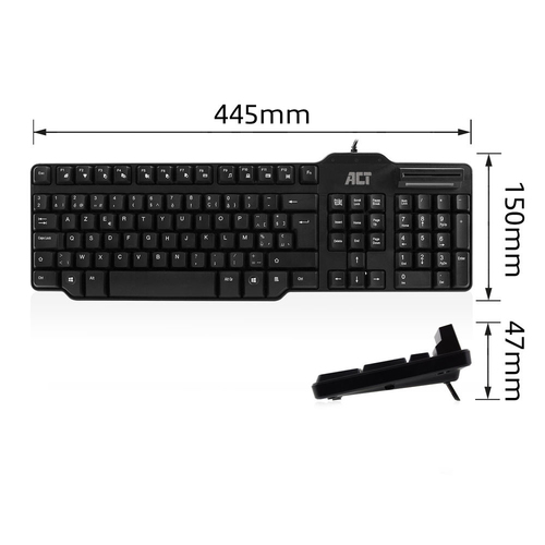 Keyboard Belgium lay-out USB Smart CardID Reader, afbeelding 3