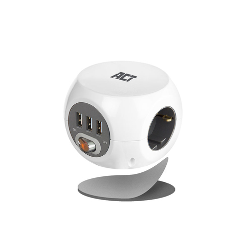 ACT Connectivity Vierkante stekkerdoos (PDU) met 3 sockets type F, 3 USB-A poorten, 1,5m, afbeelding 4