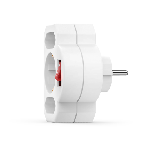 Hama Stopcontactadapter 3-voud., 1x geaard stopcontact, 2x euro, schakelaar Oplader Wit, afbeelding 4