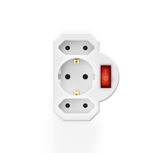 Hama Stopcontactadapter 3-voud., 1x geaard stopcontact, 2x euro, schakelaar Oplader Wit, afbeelding 3